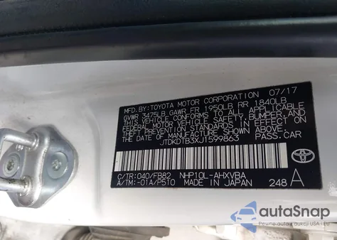 2018 Toyota Prius C Two из США, поврежденный, VIN JTDKDTB3XJ1599863